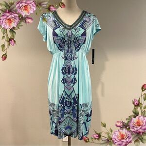 Apt 9  v-neck short sleeve beaded knee length Dress size small